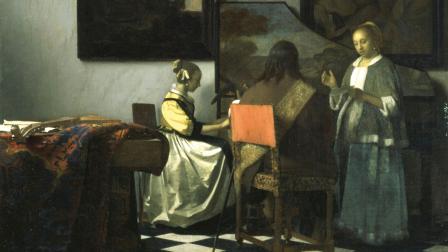 Oleo de Vermeer sobre lienzo, llamado "El Concierto" (1658-1660), en foto folleto proporcionada por el Isabella Stewart Gardner Museum en Boston, Massachusetts, el 18 de marzo de 2013. La pintura está incluida en una lista de varias obras de arte robadas del museo.
