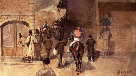Edgar Degas, acuarela sobre papel "La Sortie de Pesage" en una foto proporcionada por el Museo Gardner en Boston, Massachusetts, 18 de marzo de 2013. La pintura está incluidz en una lista de varias obras de arte robadas del museo en 1990.