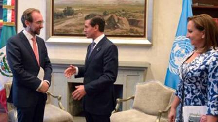 El presidente Enrique Peña Nieto recibió en la residencia oficial de Los Pinos al Alto Comisionado para los Derechos Humanos de la ONU, Zeid Ra'ad Al Hussein.