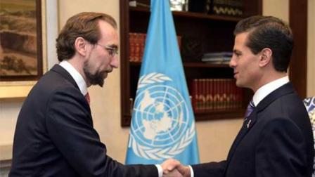 El presidente Enrique Peña Nieto recibió en la residencia oficial de Los Pinos al Alto Comisionado para los Derechos Humanos de la ONU, Zeid Ra'ad Al Hussein.