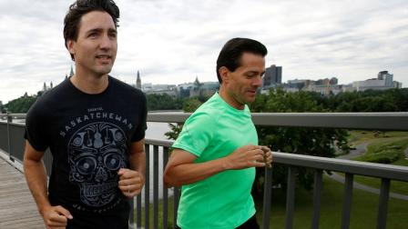 El primer ministro canadiense y el presidente mexicano salieron a correr previo a su encuentro en Ottawa 