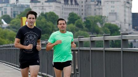 El primer ministro canadiense y el presidente mexicano salieron a correr previo a su encuentro en Ottawa 