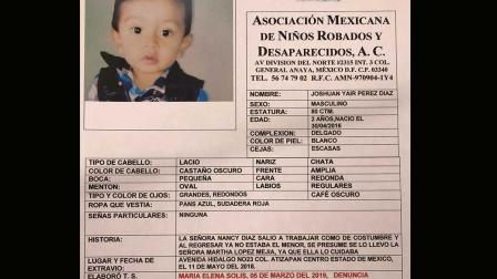 Cartel con los datos del pequeño extraviado
