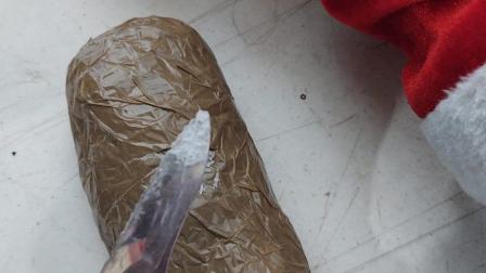 Elementos de la Guardia Nacional con apoyo de binomios caninos aseguraron mil 330 pastillas de fentanilo y 310 gramos de metanfetamina en figura de Santa Claus y reproductor de DVD.