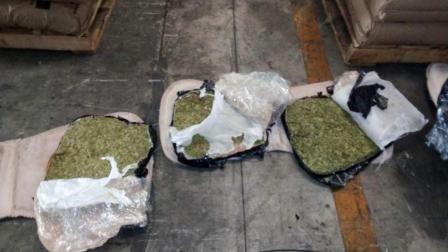 Elementos de la Semar y la Administración General de Aduanas, decomisaron un cargamento de mariguana que estaba oculta en 432 respaldos de asientos automotrices de cuero de res.