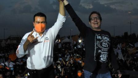 En Nezahualcóyotl, el abanderado de Movimiento Ciudadano, Juan Zepeda estuvo acompañado con Aarón y su Grupo Ilusión.