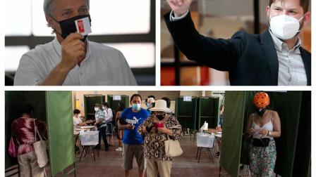 Los candidatos a la presidencia de Chile José Antonio Kast (izq.) y Gabriel Boric (der.) votaron este domingo en las elecciones nacionales. Fotos: AFP