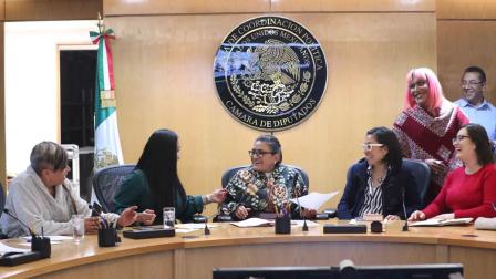 Aleida Alavez junto a integrantes de las comisiones legislativas
