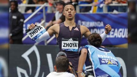 Sasha Zhoya compitiendo en la Diamond League.