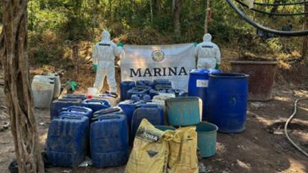 La Marina desmantela narcolaboratio de Los Mayos.