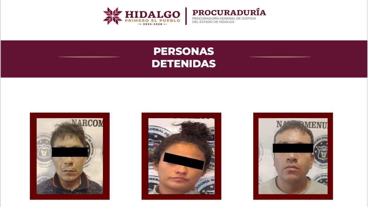 <![CDATA[Detienen a tres personas con droga, arma y vehículo robado en Hidalgo]]>