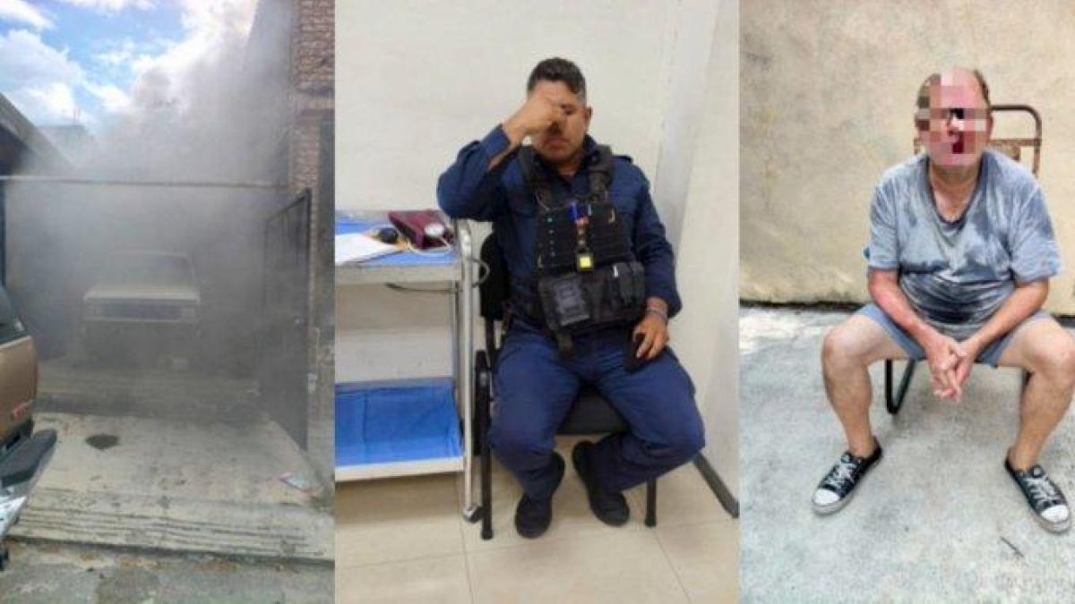 <![CDATA[Policía arriesga su vida para salvar a abuelito durante incendio en Nuevo León]]>