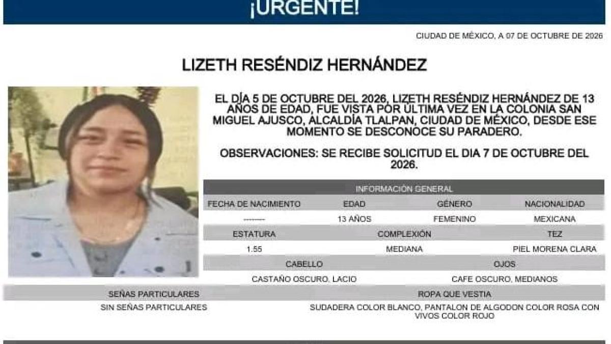<![CDATA[Ayúdanos a encontrar a Lizeth Reséndiz, adolescente de cabello castaño oscuro]]>