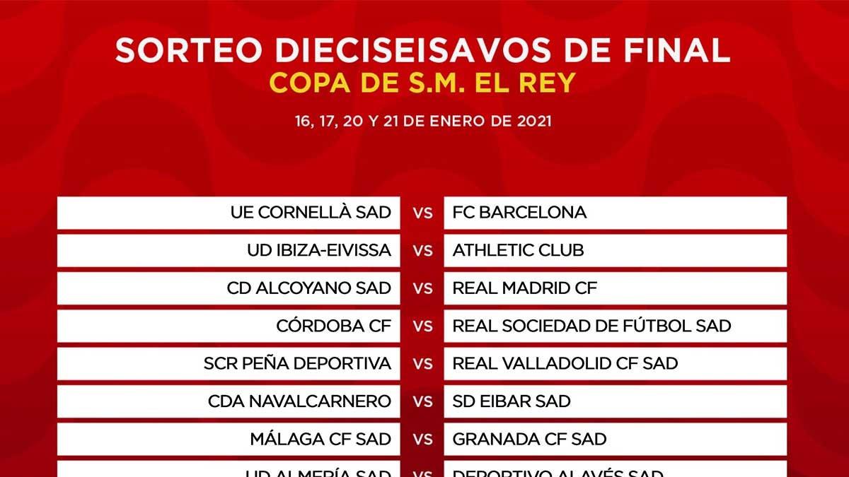 Listos los dieciseisavos de la Copa del Rey