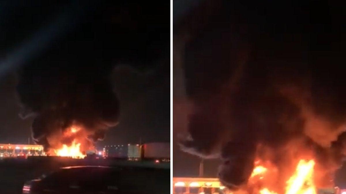 Se incendia pipa en Circuito Exterior Mexiquense
