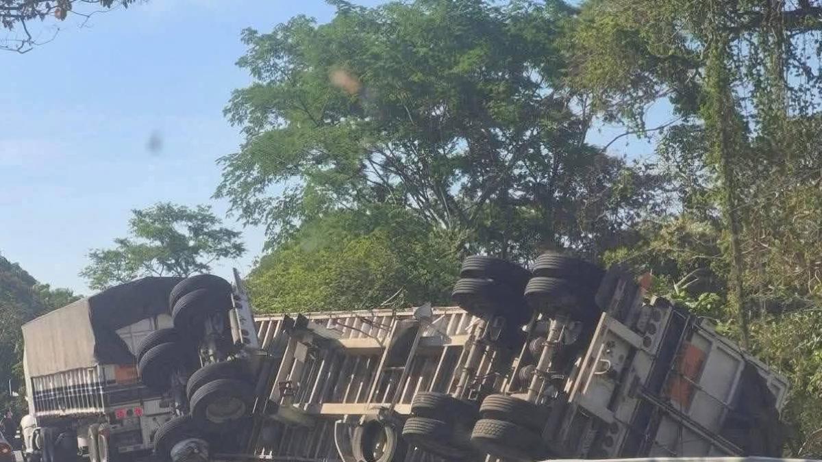 <![CDATA[Vuelca tráiler de leche en la Pijijiapan-Mapastepec; rapiñan la carga en segundos]]>