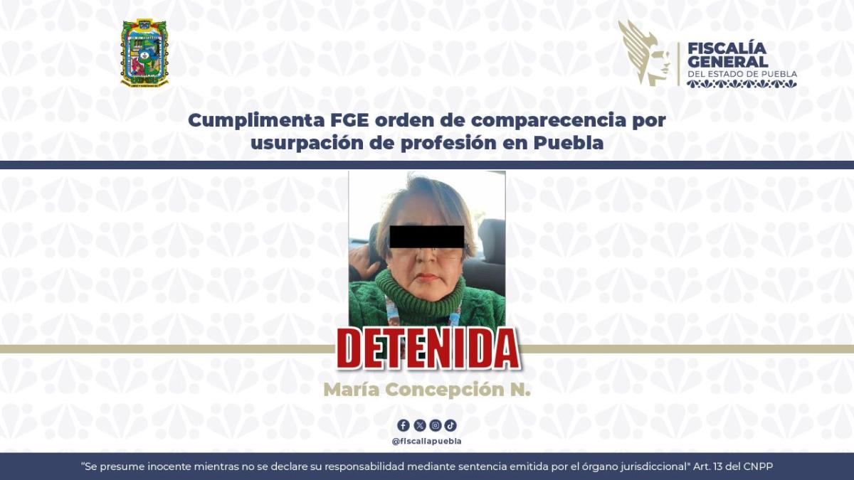 <![CDATA[Detienen a mujer por usurpación de profesión en Puebla]]>