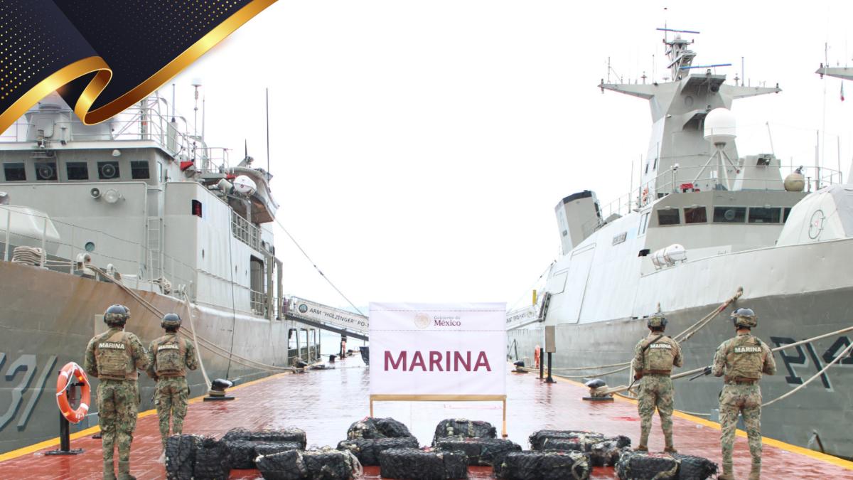 <![CDATA[Marina asegura 829 kilos de cocaína en costas de Gu