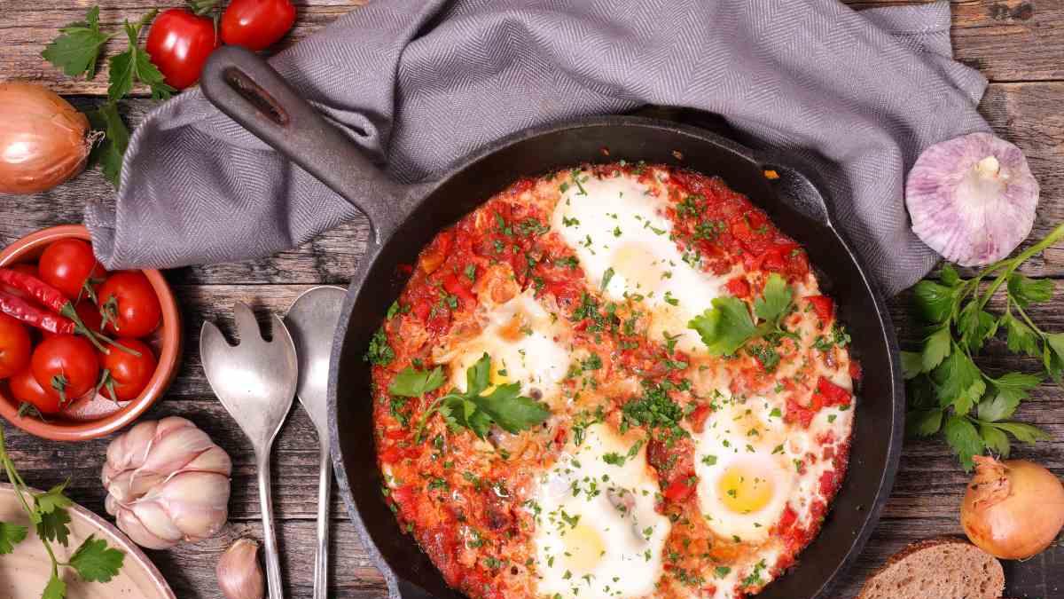 <![CDATA[Receta de shakshuka, huevos ahogados estilo Medio O