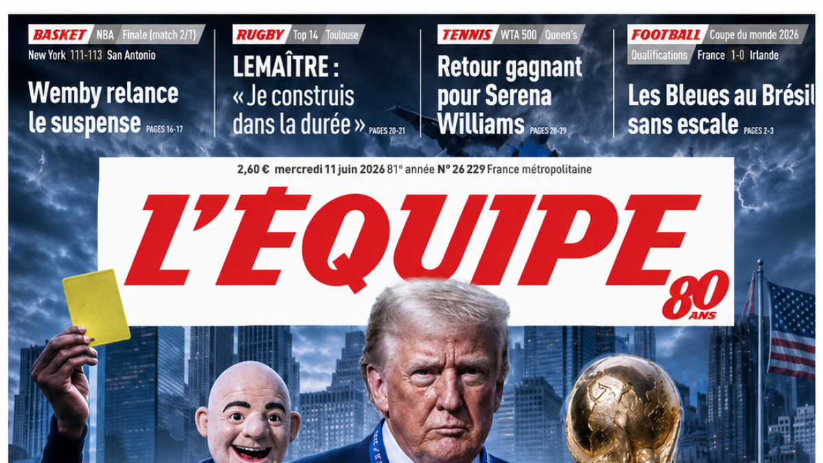 L'Équipe caricaturiza a Infantino como títere de Trump en polémica portada a horas del inicio del Mundial
