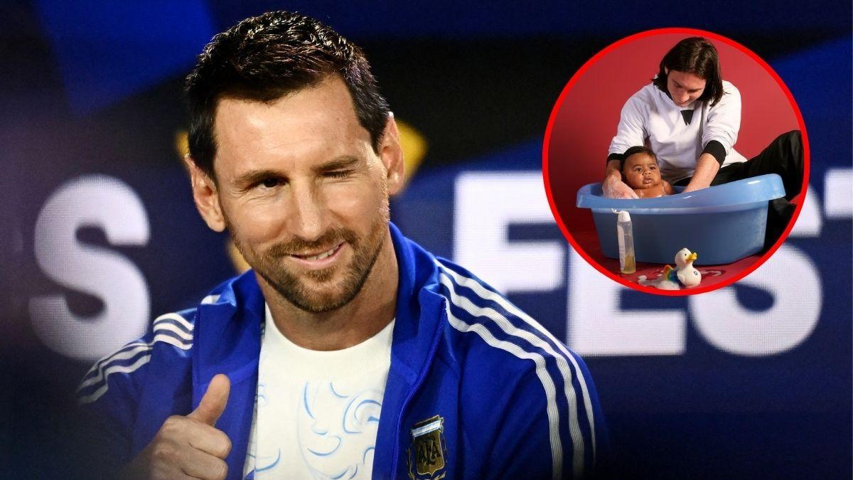 Messi recuerda la foto viral en la que bañó a Lamine Yamal: "Es una locura"