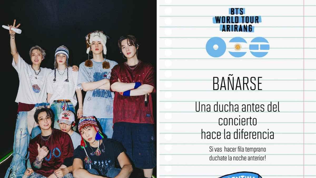 ARMY de Argentina pide a fans de BTS bañarse antes de los conciertos del grupo en el país