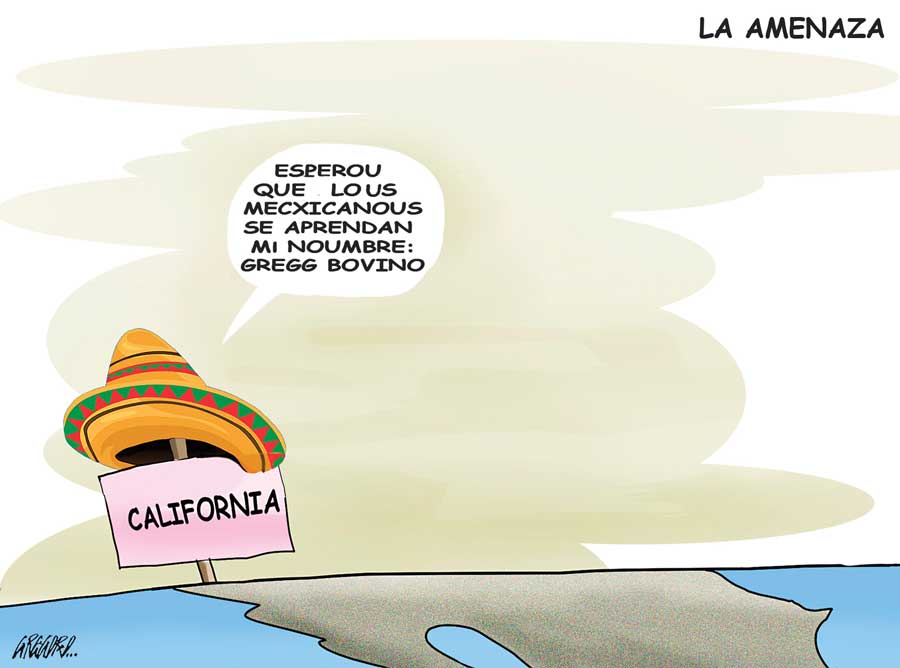 Cartón de Gregorio del 29 de enero de 2026 sobre migrantes, México y California.